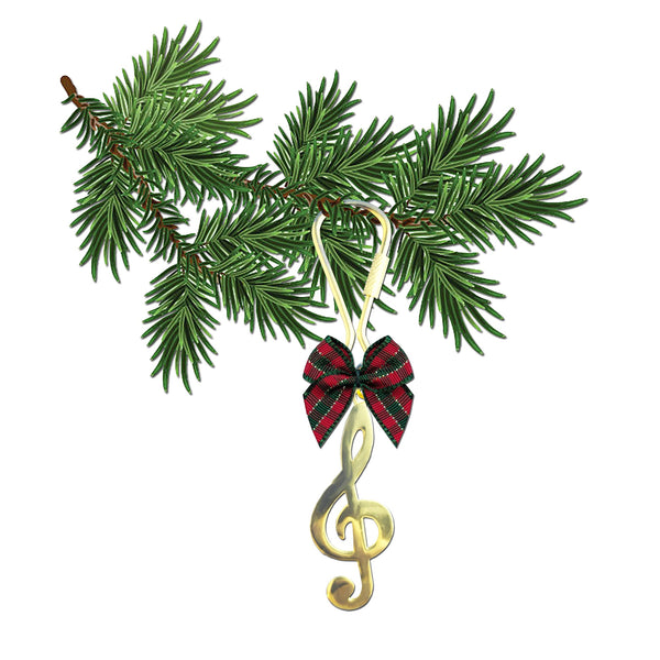 Solid Brass French Horn Christmas Ornament