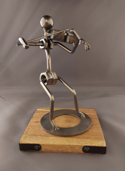 Silver Fiddle Player Figurine