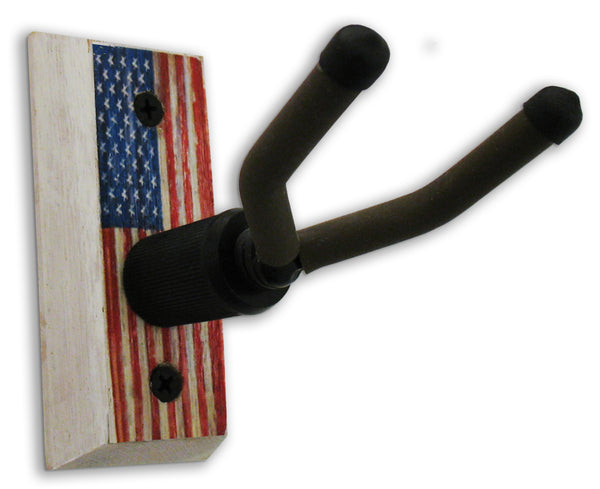 American Flag - Guitar Wall Hanger - Distressed Reclaimed Oak