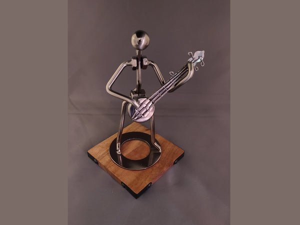 Silver Banjo Player Figurine