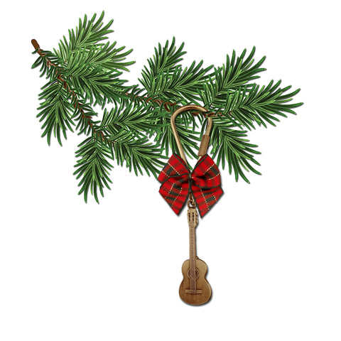 Acoustic Classical Guitar Brass Christmas Ornament