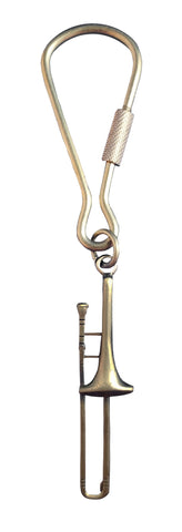 Antique Brass Trombone Keychain