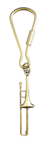 Polished Brass Trombone Keychain