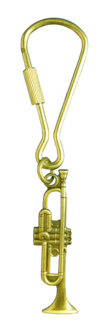 Polished Brass Trumpet Keychain