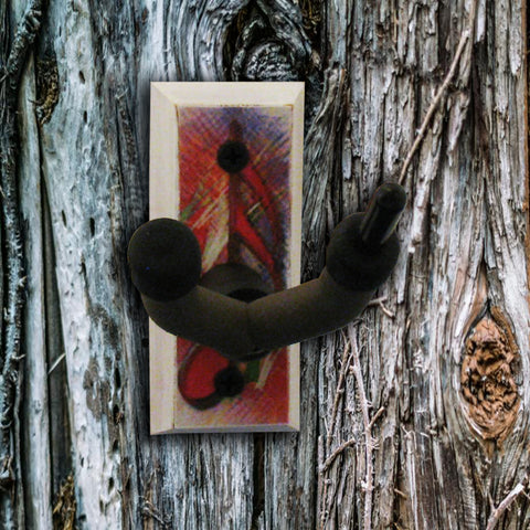 Viola Wall Hanger - 16th Note in Red - Distressed Reclaimed Oak