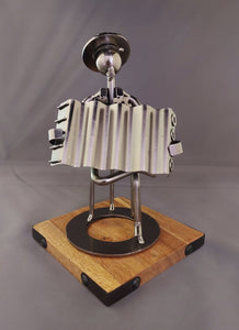 Silver Accordion Player Figurine
