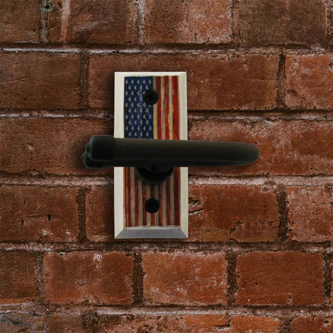 American Flag Dulcimer Wall Hanger - Distressed Reclaimed Oak