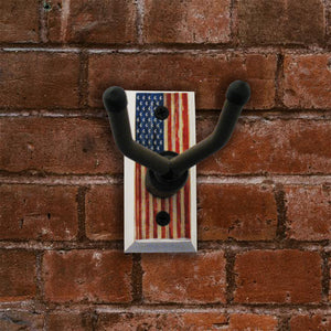 American Flag - Guitar Wall Hanger - Distressed Reclaimed Oak