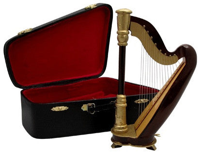 Miniature Musical Instruments - Miniature Harp and Case