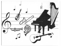 Musical Instrument Collage Note Cards