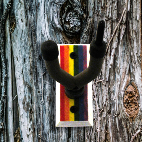 Fiddle Wall Hanger - Rainbow Flag - Distressed Reclaimed Oak